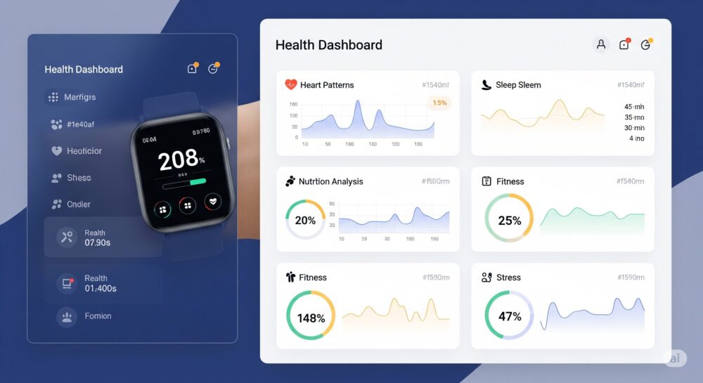 AI健康管理ダッシュボード ウェアラブルデバイスによる健康データ可視化
