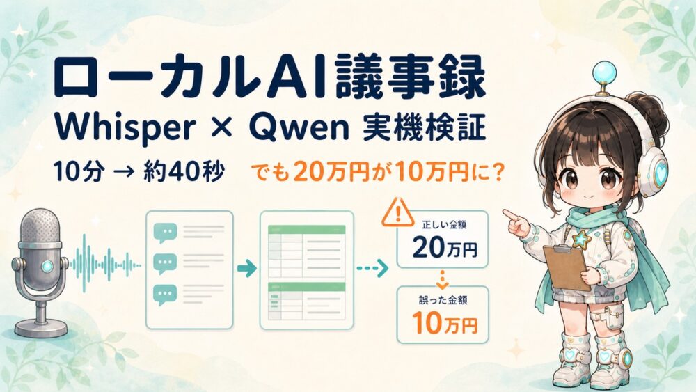 ローカルAIで会議議事録を作れる？Whisper＋Qwenを12GB PCで実機検証
